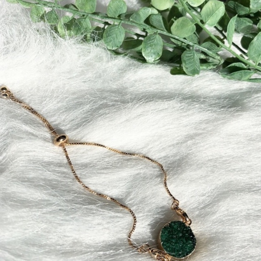 Druzy Handmade Emerald and Gold Bracelet